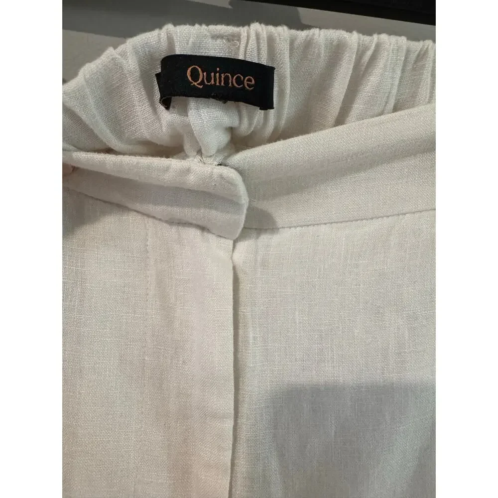 Quince 100% European Linen Pleated Wide Leg Pants White Size 12
